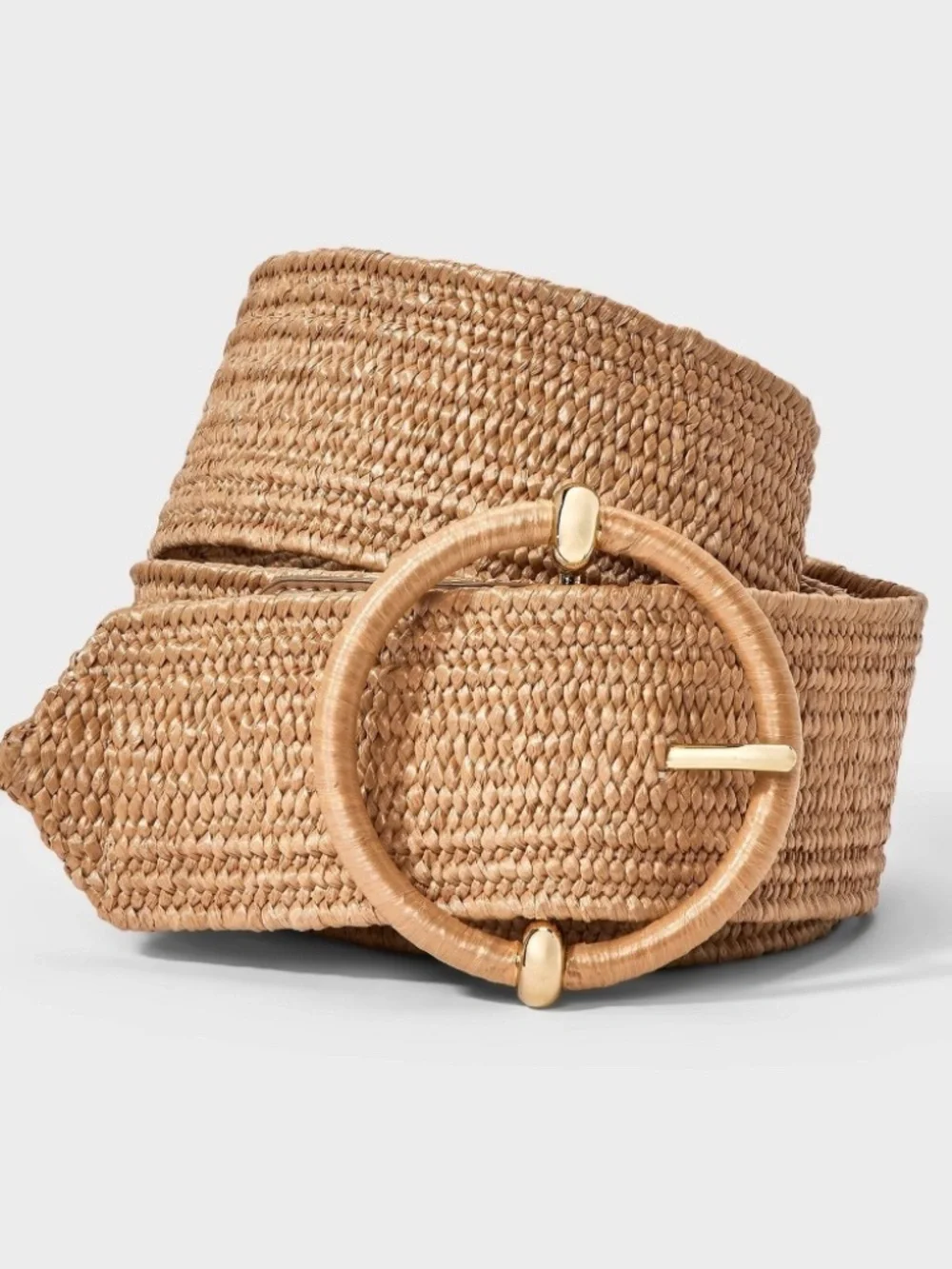 AV Stretch Straw Belt - Ava & Viv™ Tan 4X: Elastic Woven Wide Buckle, Adult Exte